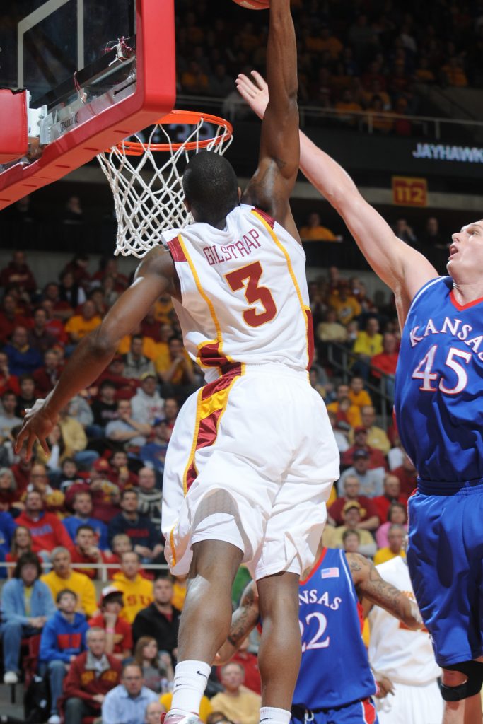 Marquis Gilstrap throws one down against Kansas. (Photo courtesy ISU Athletics Communications)