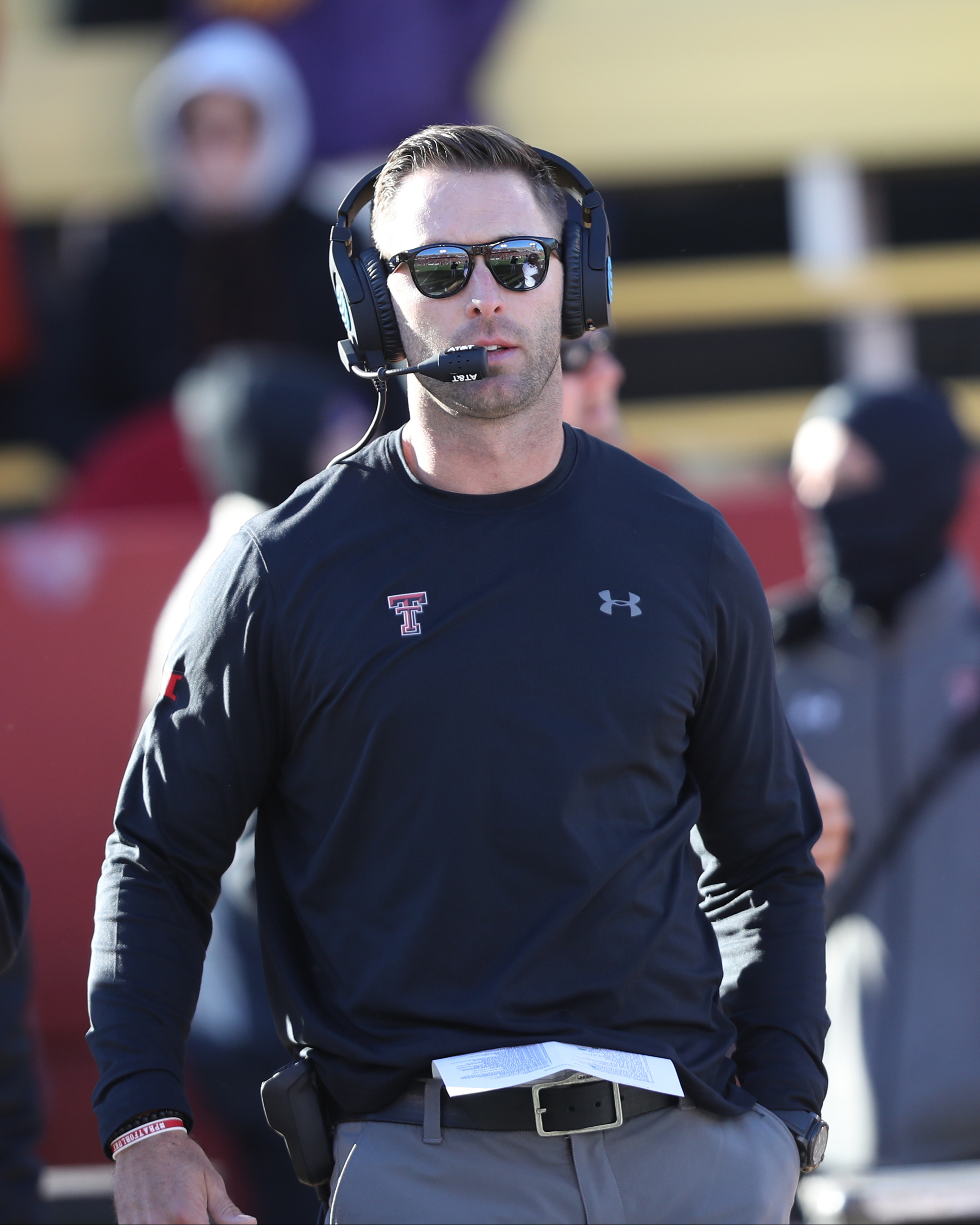 Nov 19, 2016; Ames, IA, USA; Texas Tech Red Raiders head coach Kliff Kingsbury paces the sidelines against the Iowa State Cyclones at Jack Trice Stadium. Mandatory Credit: Reese Strickland-USA TODAY Sports