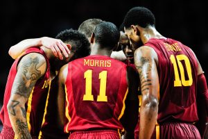 Dec 1, 2016; Ames, IA, USA; The Iowa State Cyclones react during the second half against the Cincinnati Bearcats at James H. Hilton Coliseum. Cincinnati won 55-54. Mandatory Credit: Jeffrey Becker-USA TODAY Sports