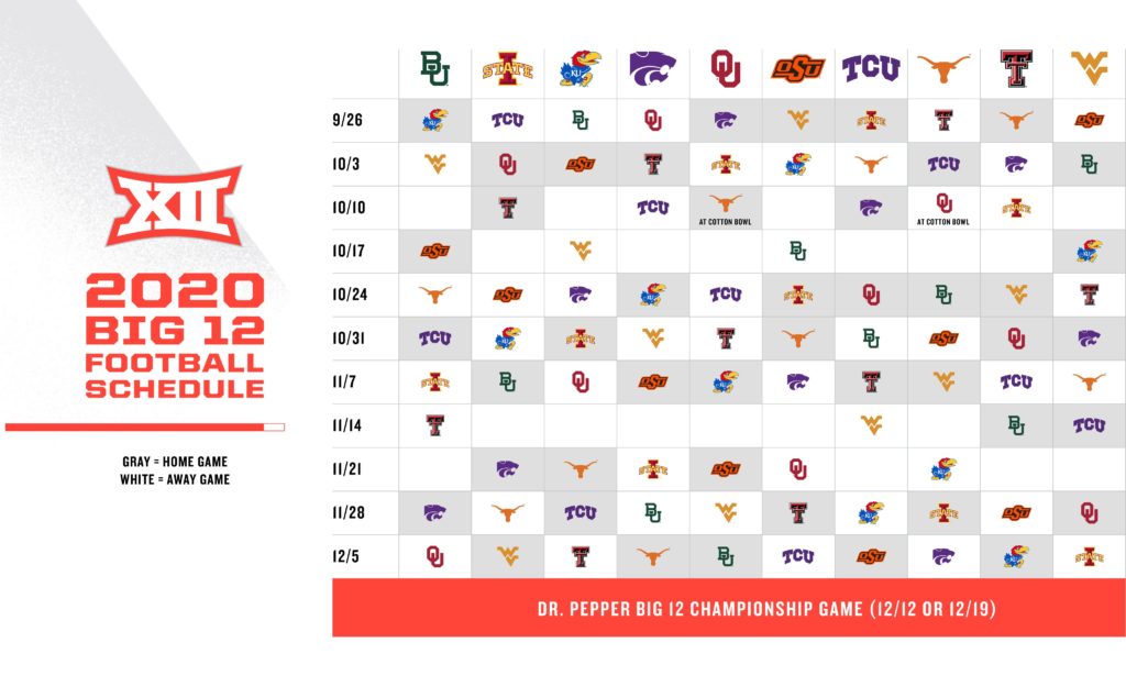 Big 12 releases updated conference schedule